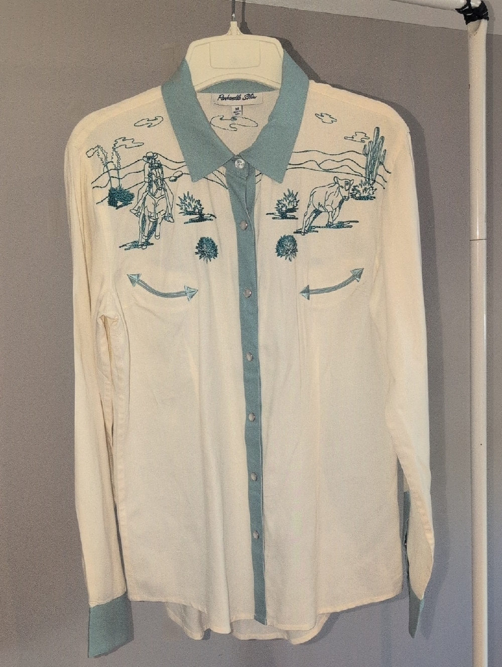 Panhandle Slim Embroidered Western Pearl Snap Button Down Retro, NWT